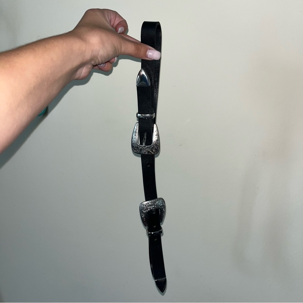 Western Black Belt with Silver Buckles